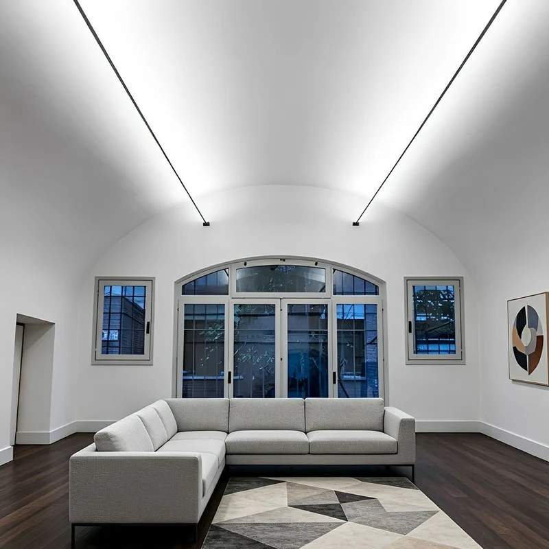 Draaibare LED-strip lineaire plafondverlichting dimbaar met afstandsbediening zwart wit voor woonkamer | Sansoti