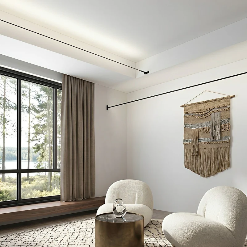 Draaibare LED-strip lineaire plafondverlichting dimbaar met afstandsbediening zwart wit voor woonkamer | Sansoti