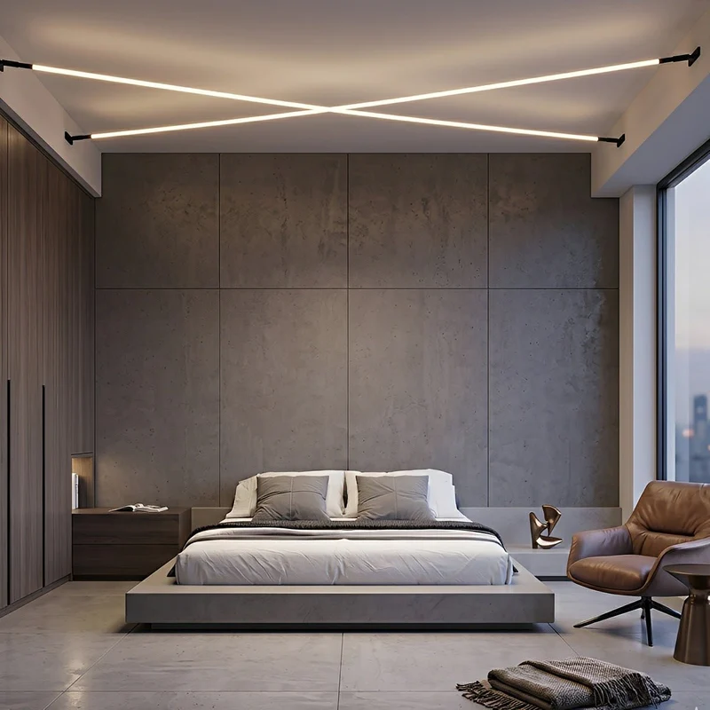 Draaibare LED-strip lineaire plafondverlichting dimbaar met afstandsbediening zwart wit voor woonkamer | Sansoti
