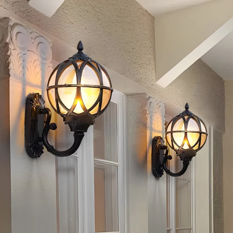 Vintage Buitenlamp Weerbestendig Aluminium E27 Wandlantaarn Nostalgische Verlichting Tuin Entree Balkon Terras | Sansoti