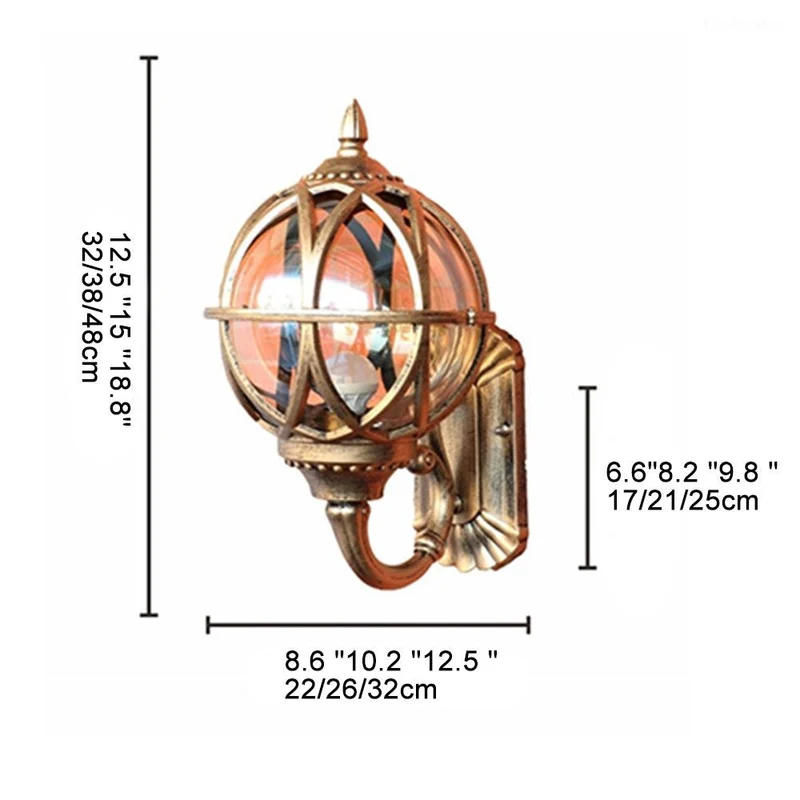 Vintage Buitenlamp Weerbestendig Aluminium E27 Wandlantaarn Nostalgische Verlichting Tuin Entree Balkon Terras | Sansoti