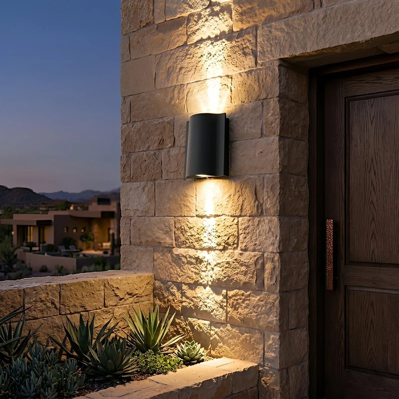 Zwarte Aluminium Buitenlamp Wandverlichting Waterdicht IP54 LED Golfpatroon Up-Down Verlichting 2-6 Spots Tuin | Sansoti