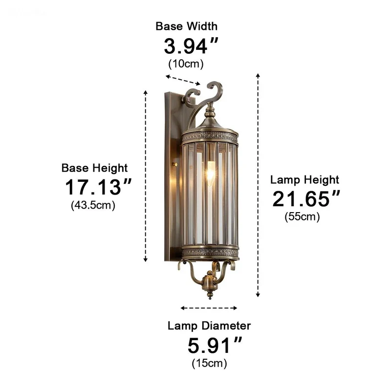 Vintage LED Buitenwandlamp Koper Brons IP65 Waterdicht Veranda Tuin Retro Verlichting Mid-Century Design | Sansoti