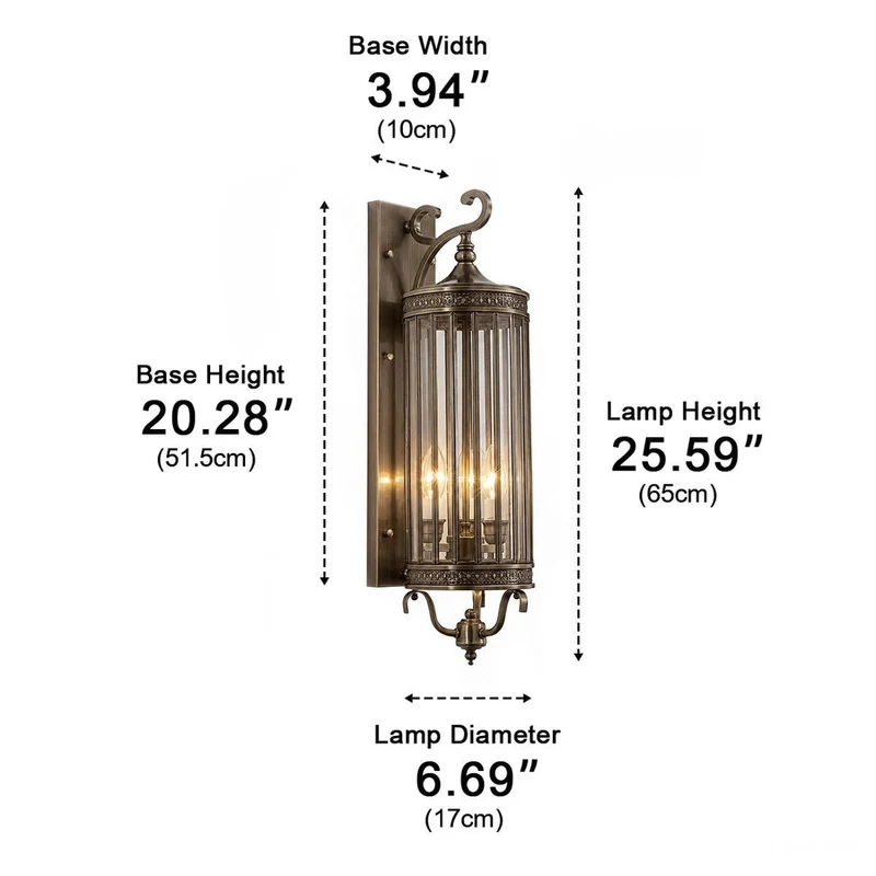 Vintage LED Buitenwandlamp Koper Brons IP65 Waterdicht Veranda Tuin Retro Verlichting Mid-Century Design | Sansoti