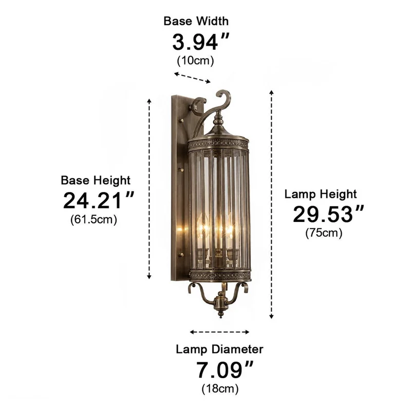 Vintage LED Buitenwandlamp Koper Brons IP65 Waterdicht Veranda Tuin Retro Verlichting Mid-Century Design | Sansoti