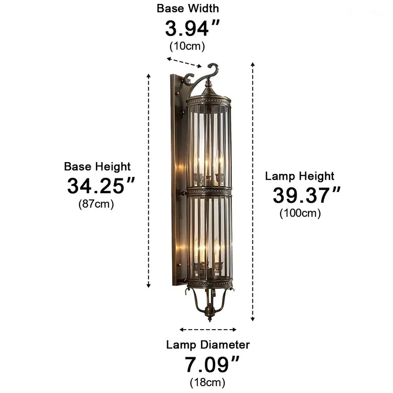 Vintage LED Buitenwandlamp Koper Brons IP65 Waterdicht Veranda Tuin Retro Verlichting Mid-Century Design | Sansoti