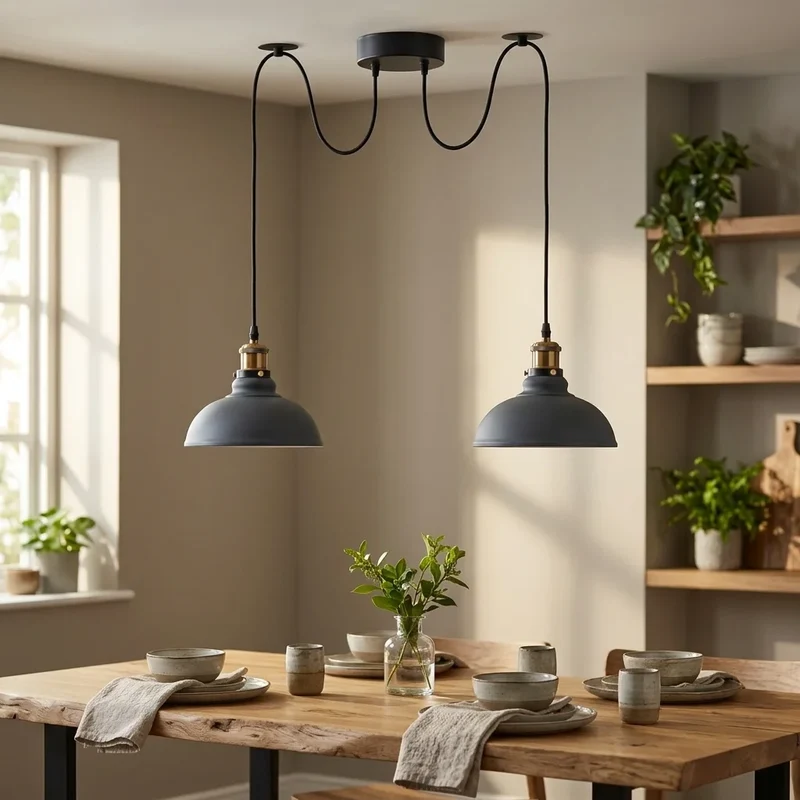 Spinnen-Pendelleuchte 2er-Köpfen, Affenschaukel restaurant bar Deckenlampe E27 ~3800
