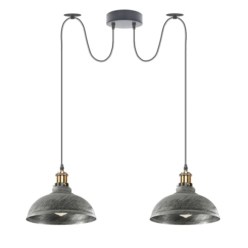2m moderne industrielle Spinnen-Pendelleuchte 2-flammige Hängelampe E27 ~3794