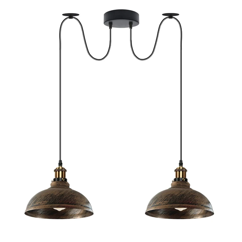 2m moderne industrielle Spinnen-Pendelleuchte 2-flammige Hängelampe E27 ~3794