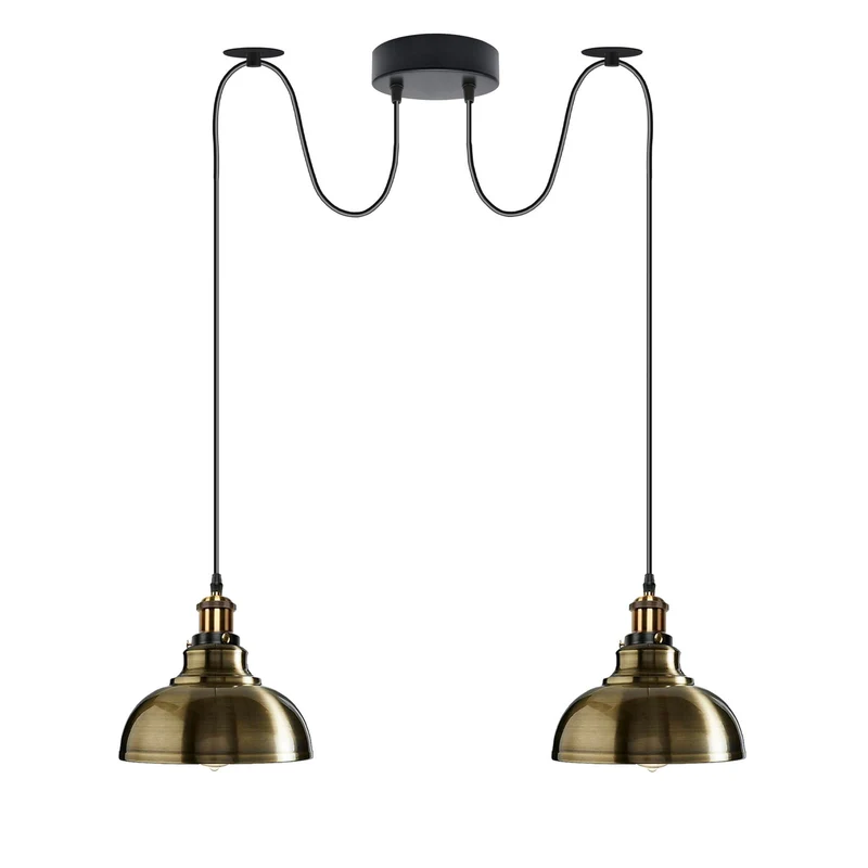2m moderne industrielle Spinnen-Pendelleuchte 2-flammige Hängelampe E27 ~3794