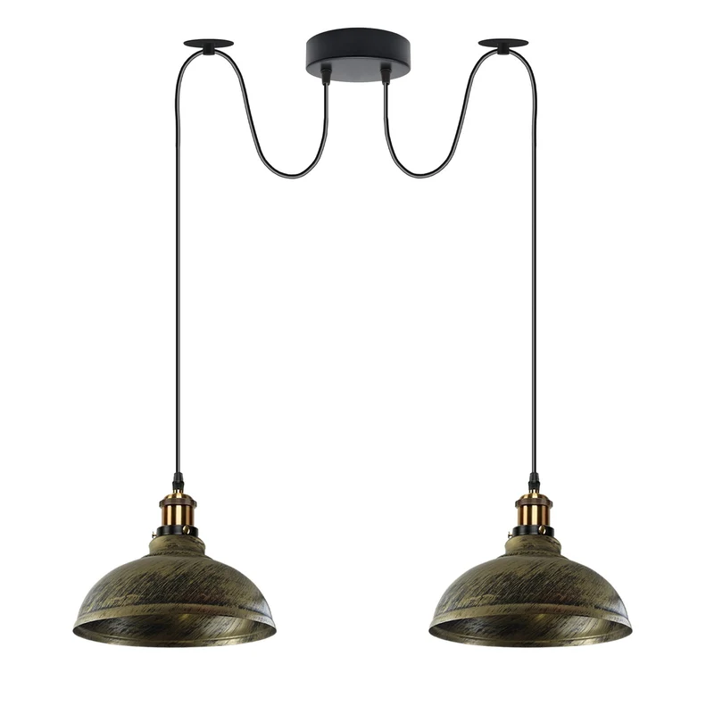 2m moderne industrielle Spinnen-Pendelleuchte 2-flammige Hängelampe E27 ~3794
