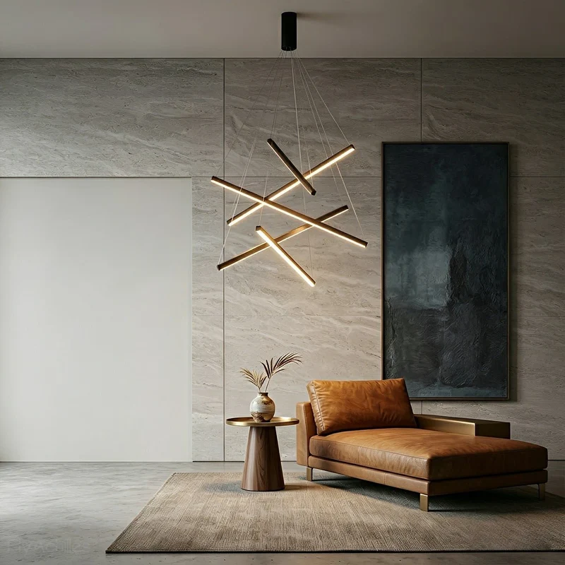 Gelaagde LED Hanglamp Zwart Dimbaar met Afstandsbediening Geometrisch Trapvormig Design voor Woonkamer | Sansoti