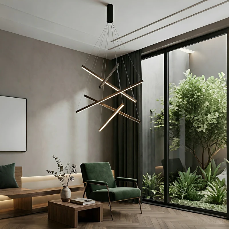 Gelaagde LED Hanglamp Zwart Dimbaar met Afstandsbediening Geometrisch Trapvormig Design voor Woonkamer | Sansoti