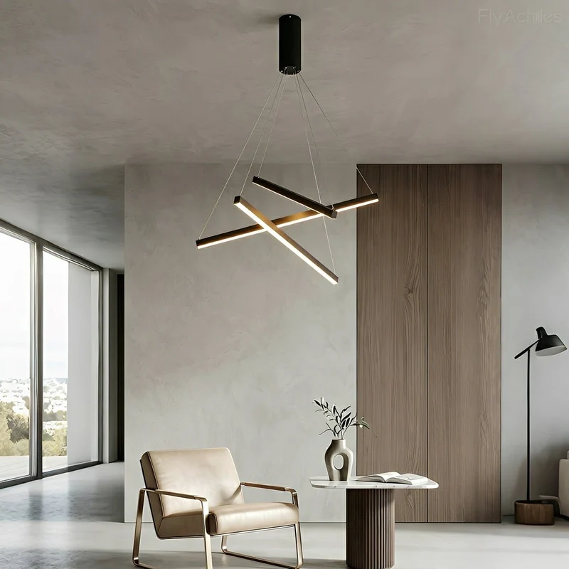 Gelaagde LED Hanglamp Zwart Dimbaar met Afstandsbediening Geometrisch Trapvormig Design voor Woonkamer | Sansoti