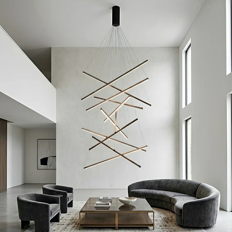 Gelaagde LED Hanglamp Zwart Dimbaar met Afstandsbediening Geometrisch Trapvormig Design voor Woonkamer | Sansoti
