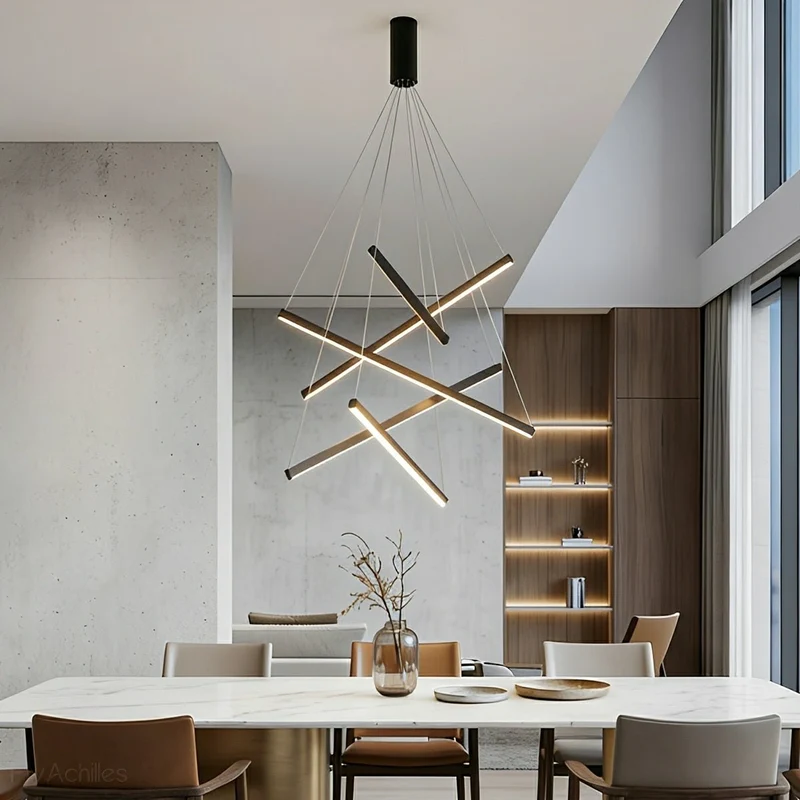 Gelaagde LED Hanglamp Zwart Dimbaar met Afstandsbediening Geometrisch Trapvormig Design voor Woonkamer | Sansoti