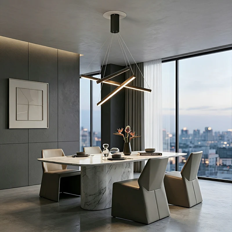 Gelaagde LED Hanglamp Zwart Dimbaar met Afstandsbediening Geometrisch Trapvormig Design voor Woonkamer | Sansoti