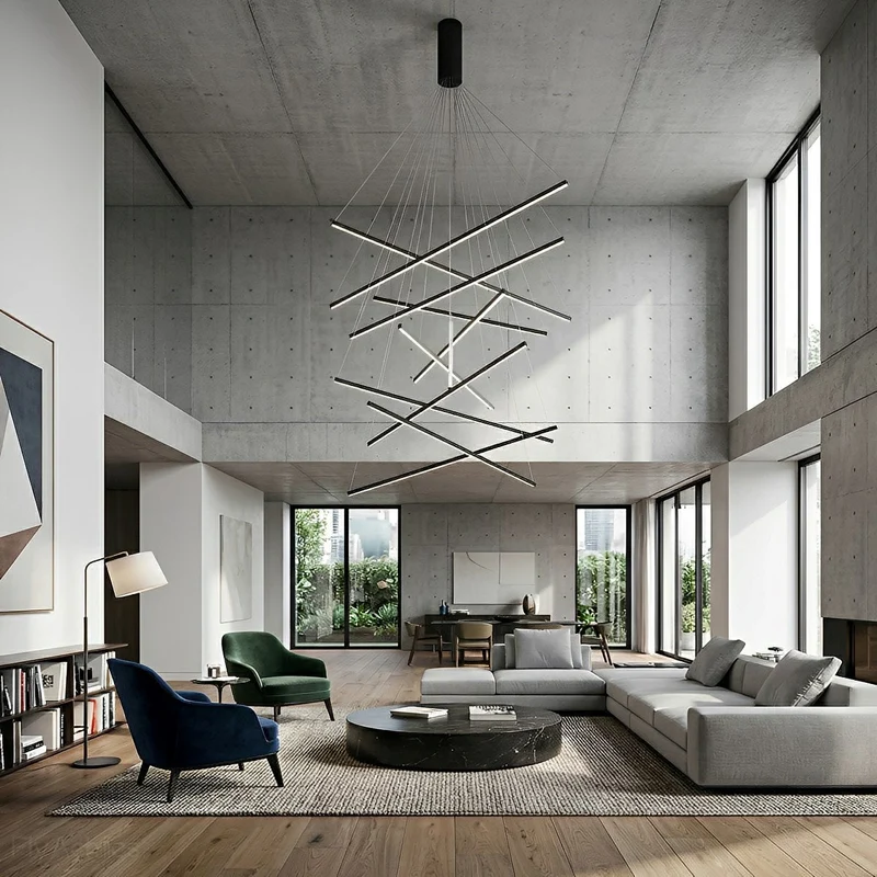 Gelaagde LED Hanglamp Zwart Dimbaar met Afstandsbediening Geometrisch Trapvormig Design voor Woonkamer | Sansoti
