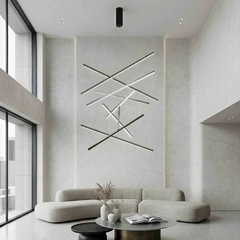 Gelaagde LED Hanglamp Zwart Dimbaar met Afstandsbediening Geometrisch Trapvormig Design voor Woonkamer | Sansoti