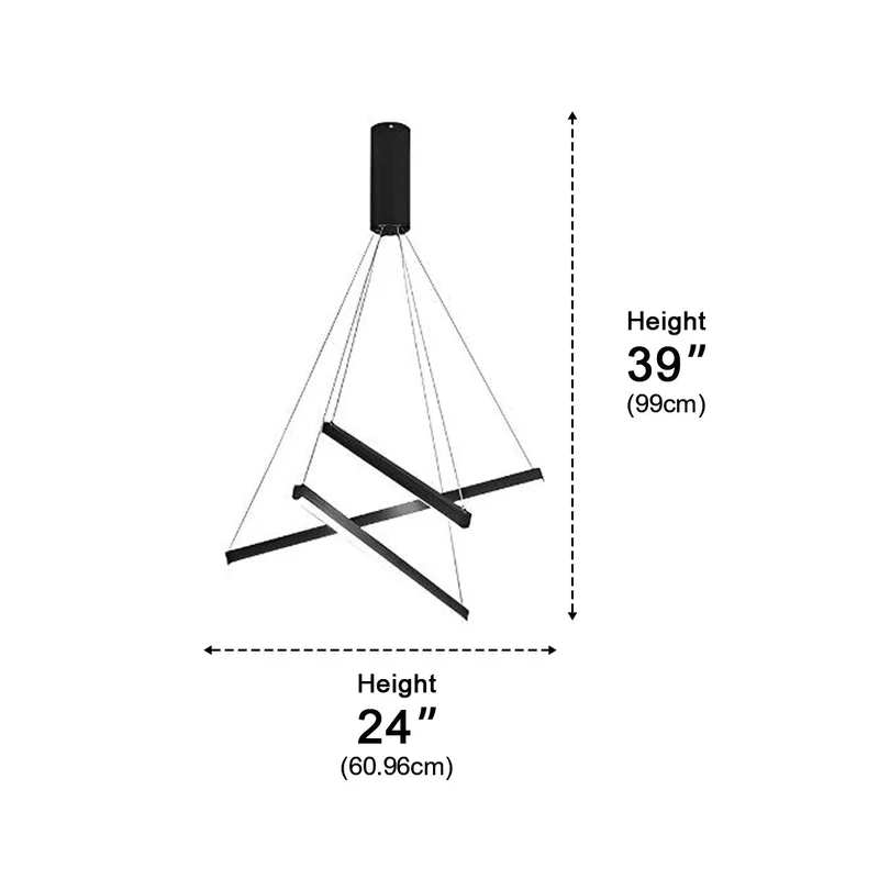 Gelaagde LED Hanglamp Zwart Dimbaar met Afstandsbediening Geometrisch Trapvormig Design voor Woonkamer | Sansoti