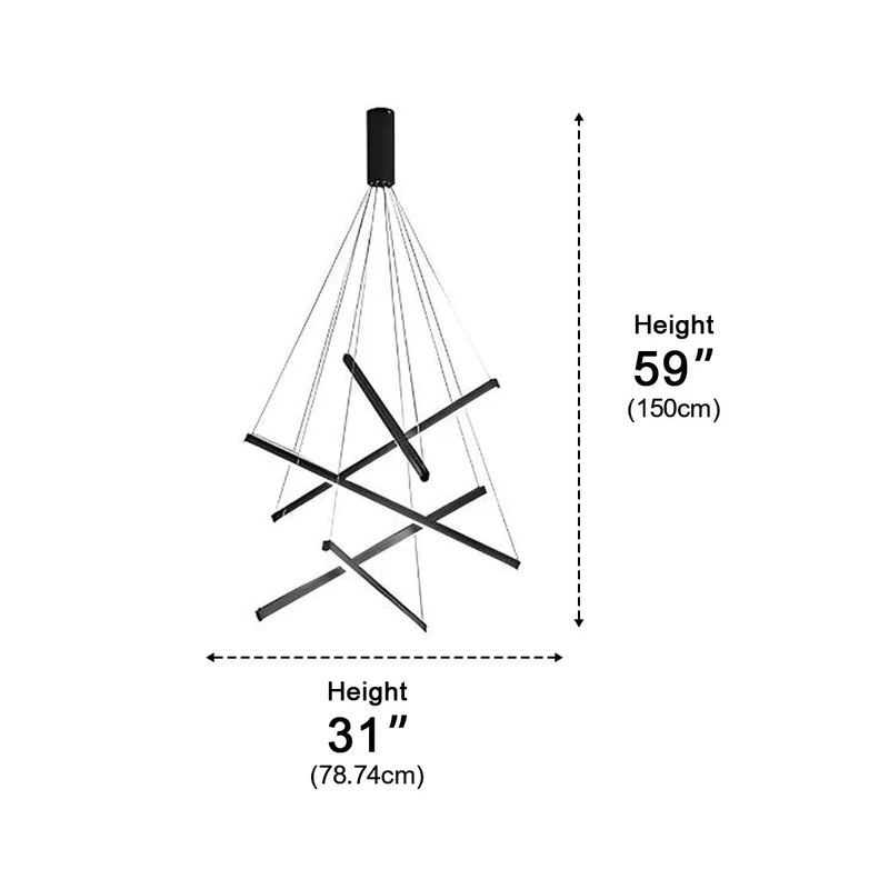 Gelaagde LED Hanglamp Zwart Dimbaar met Afstandsbediening Geometrisch Trapvormig Design voor Woonkamer | Sansoti