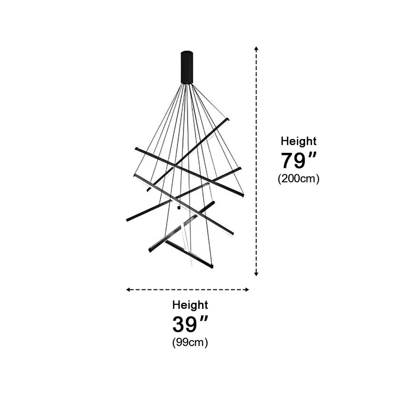 Gelaagde LED Hanglamp Zwart Dimbaar met Afstandsbediening Geometrisch Trapvormig Design voor Woonkamer | Sansoti
