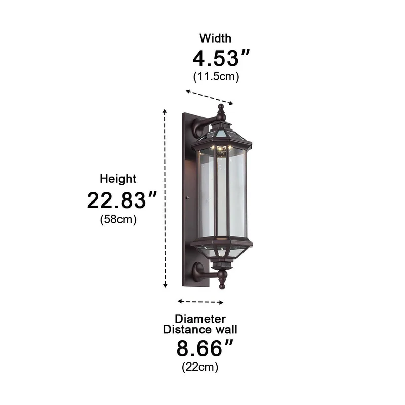 Cilinder Buitenwandlamp Vintage Aluminium Glas IP54 Waterdicht voor Veranda Ingang Tuin Buitenverlichting | Sansoti
