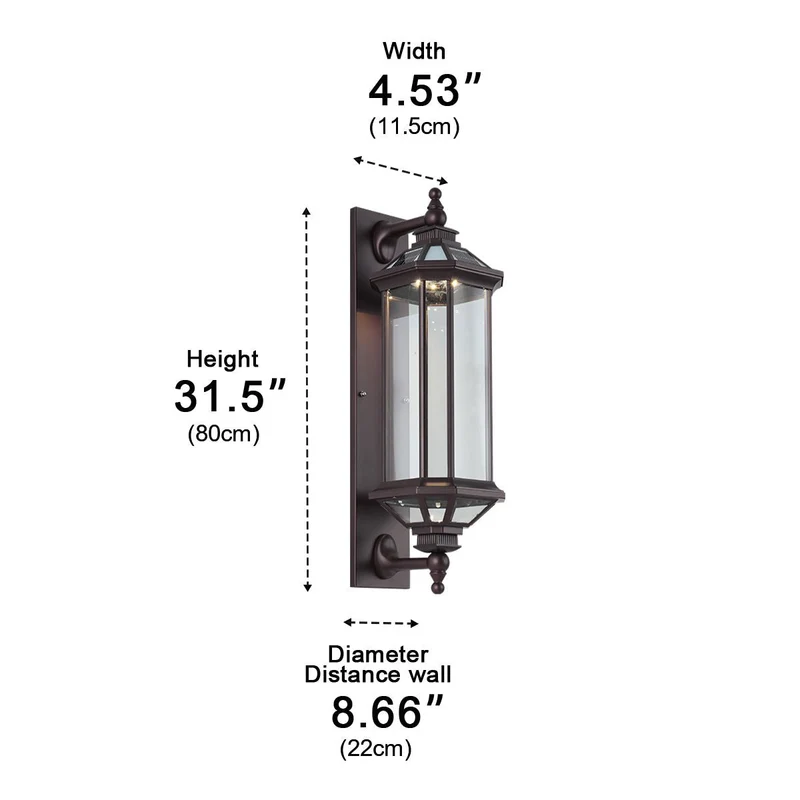 Cilinder Buitenwandlamp Vintage Aluminium Glas IP54 Waterdicht voor Veranda Ingang Tuin Buitenverlichting | Sansoti
