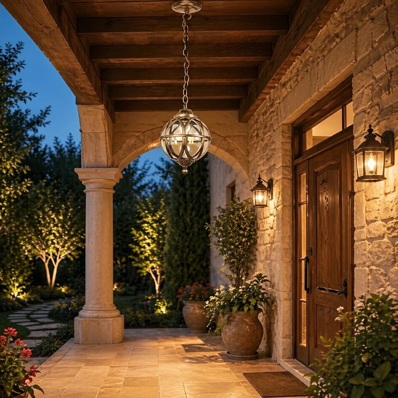 Bolvormige Hanglamp Buitenverlichting Zwart Brons Waterbestendig Vintage Tuinlamp voor Balkon Veranda | Sansoti