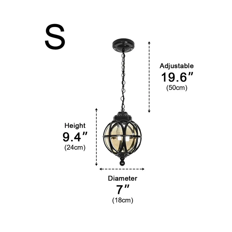 Bolvormige Hanglamp Buitenverlichting Zwart Brons Waterbestendig Vintage Tuinlamp voor Balkon Veranda | Sansoti