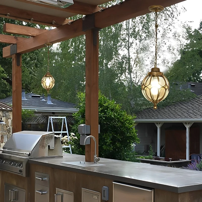 Waterdichte Hanglamp Bol Aluminium voor Tuin Veranda Balkon Gang Outdoor Buitenverlichting IP54 Weerbestendig | Sansoti