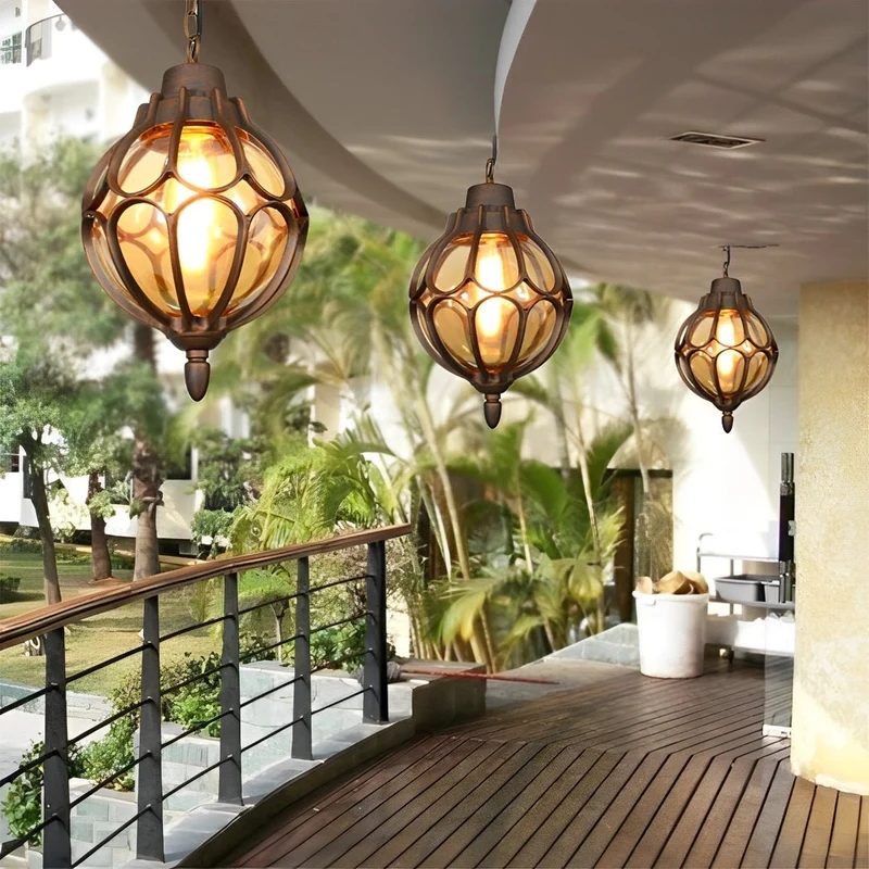 Waterdichte Hanglamp Bol Aluminium voor Tuin Veranda Balkon Gang Outdoor Buitenverlichting IP54 Weerbestendig | Sansoti