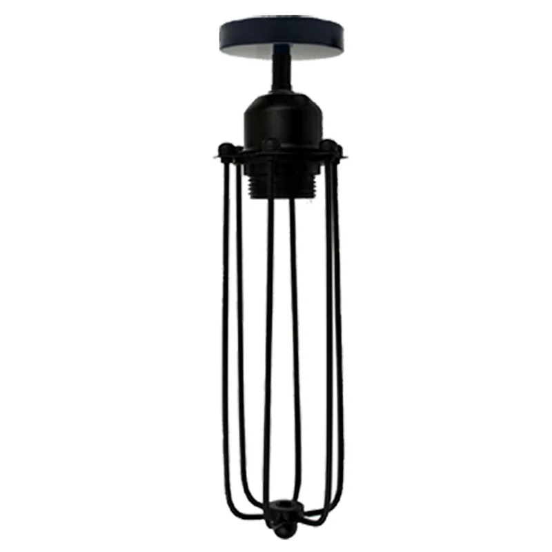 Vintage Geometrische Deckenlampe Schwarz Metall | Retro Käfigleuchte E27~3729