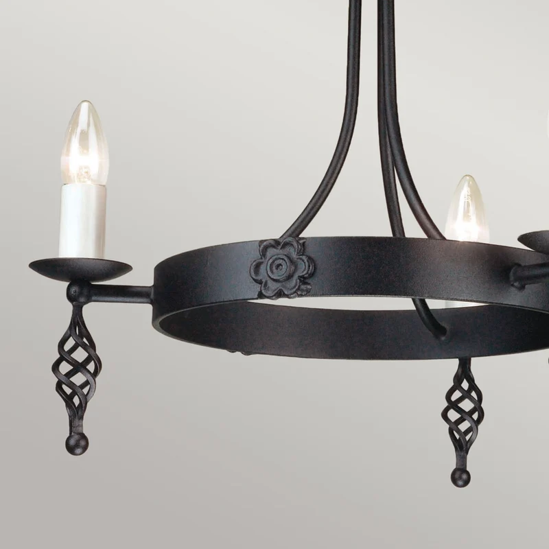 Kronleuchter Belfry 3-flammig klassisch Schwarz 48cm