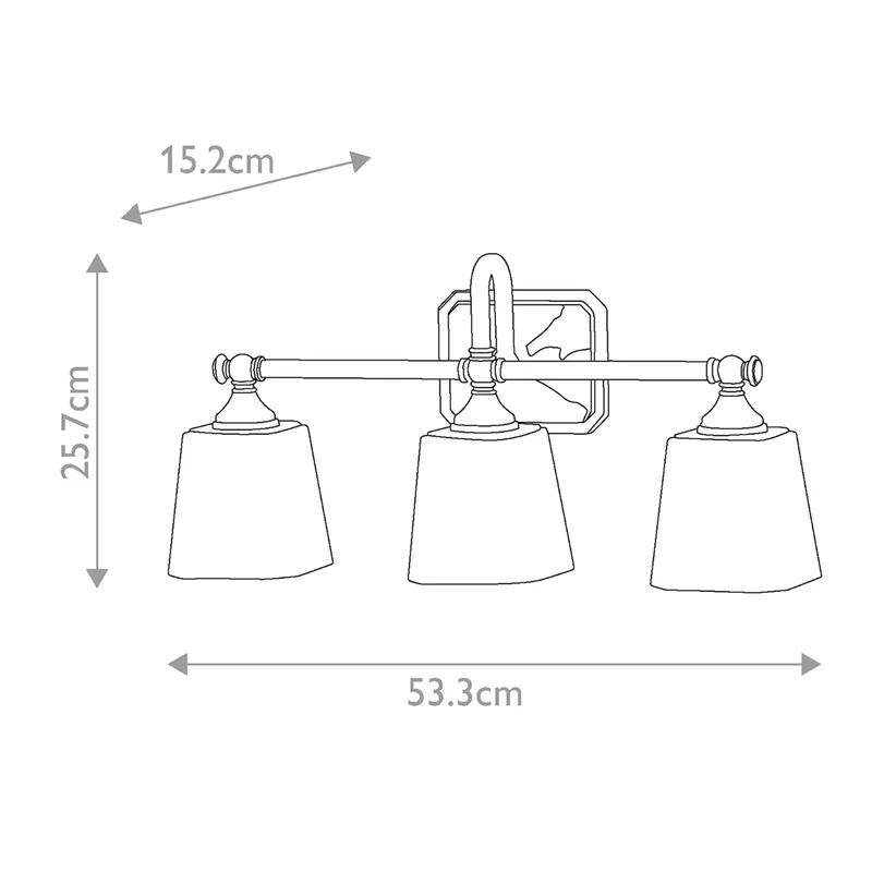 Wandleuchte Concord 3-flammig Chrom 53x15cm