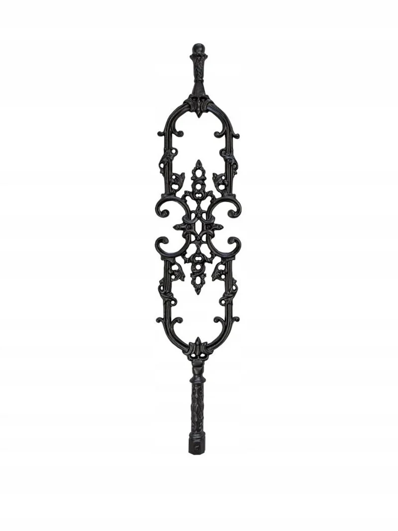 Casa Padrino Gusseisen Geländerstab Schwarz 21,5 x H. 103 cm - Prunkvoller Zierstab mit Ranken Ornament - Balkon & Treppen Geländer