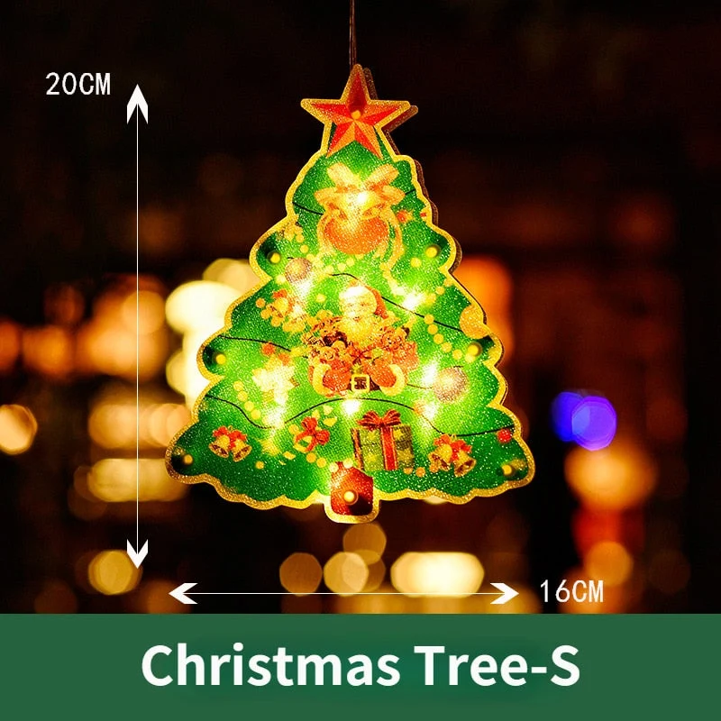 LED Raamverlichting Kerstmotieven Batterij Silhouet Sfeerlicht Figuren met Zuignap Decoratief Venster | Sansoti