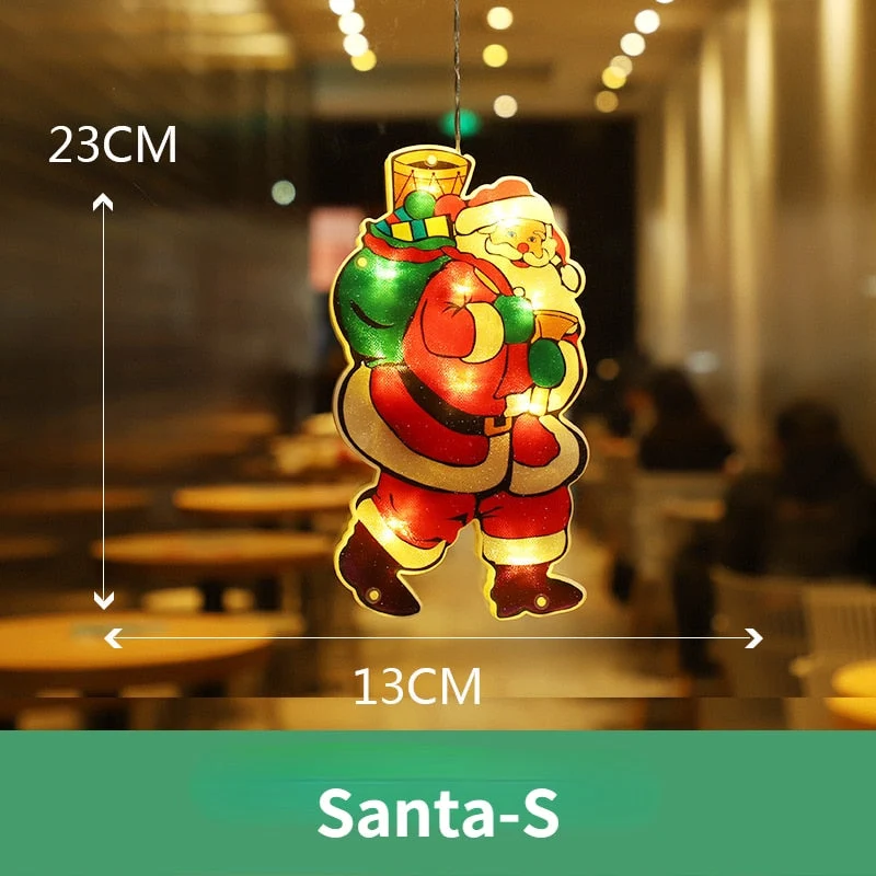 LED Raamverlichting Kerstmotieven Batterij Silhouet Sfeerlicht Figuren met Zuignap Decoratief Venster | Sansoti