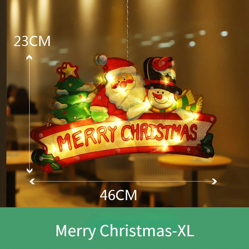 LED Raamverlichting Kerstmotieven Batterij Silhouet Sfeerlicht Figuren met Zuignap Decoratief Venster | Sansoti