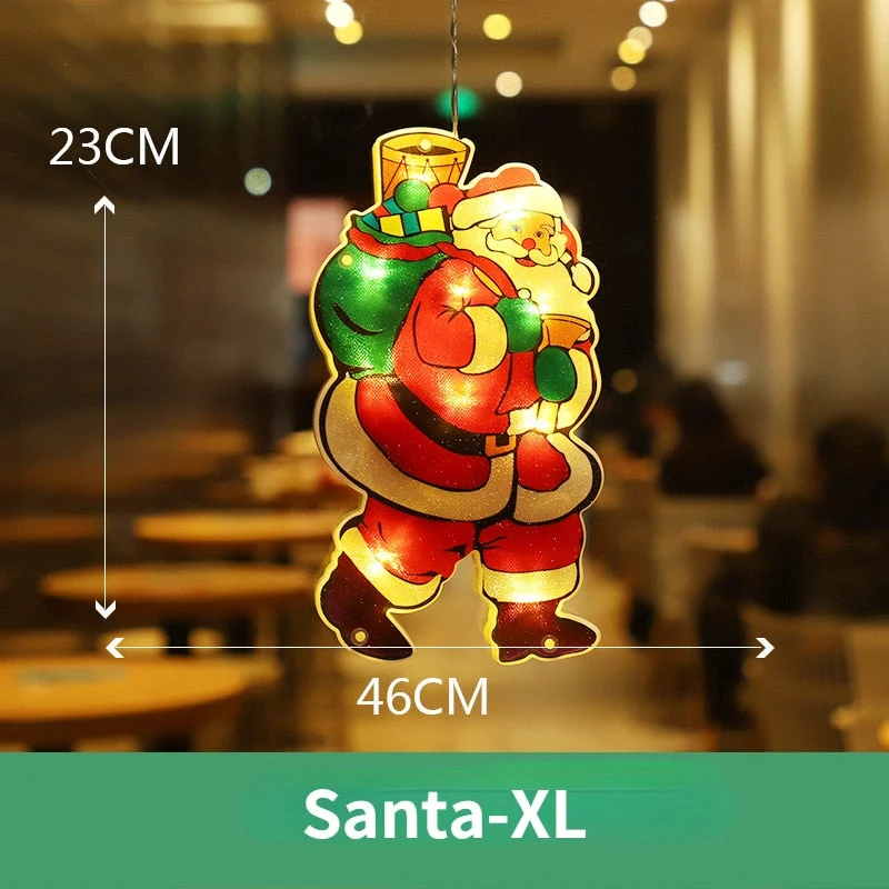 LED Raamverlichting Kerstmotieven Batterij Silhouet Sfeerlicht Figuren met Zuignap Decoratief Venster | Sansoti