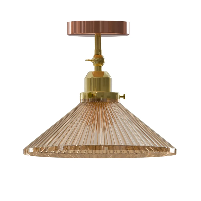 Art Déco Deckenleuchte Riffelglas Flur Wohnzimmer E27 ~3869