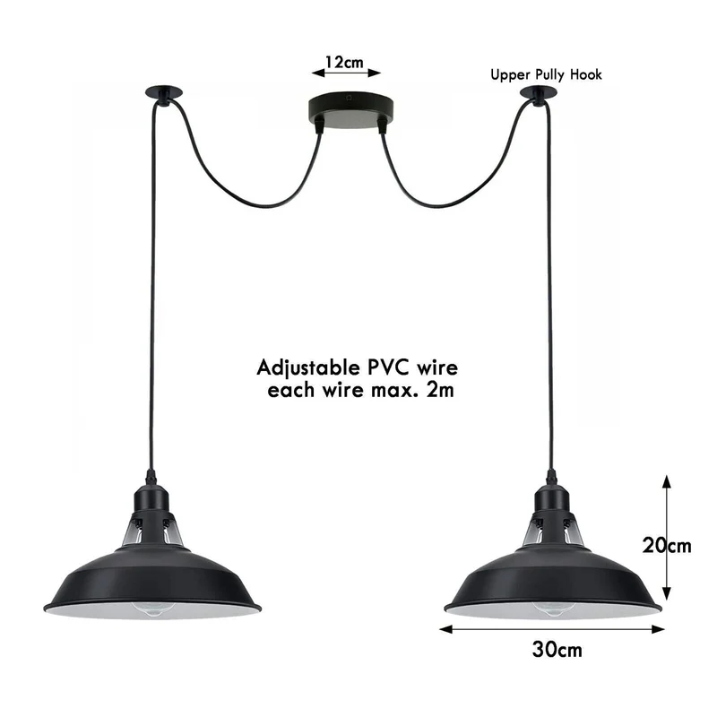 2-flammige Spider Pendelleuchte Industrie Schwarz | E27 Esstischlampe Ø 30cm ~3866