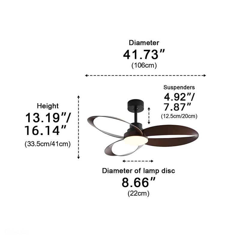 Geometrische Plafondventilator met Verlichting 6 Standen DC Motor Omkeerbaar Minimalistisch Design Woonkamer | Sansoti