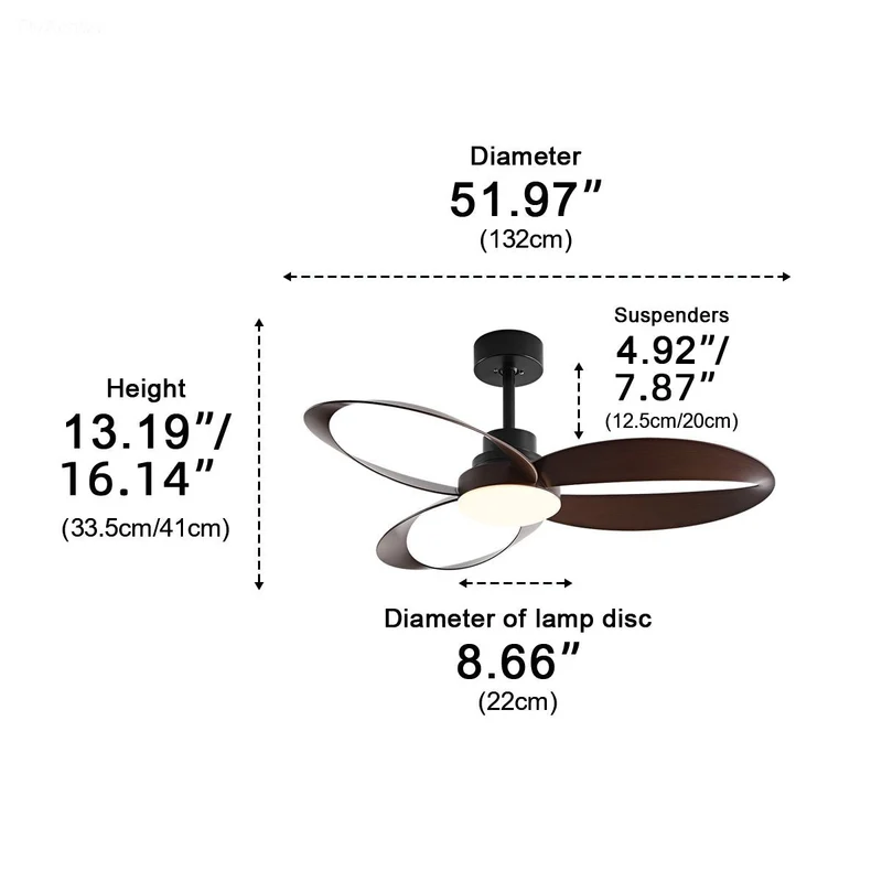 Geometrische Plafondventilator met Verlichting 6 Standen DC Motor Omkeerbaar Minimalistisch Design Woonkamer | Sansoti