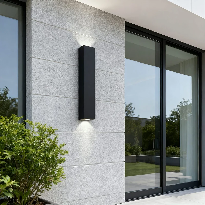 Wandlamp buiten rechthoekig LED waterdicht zwart aluminium buitenverlichting tuinlamp moderne gevellamp | Sansoti