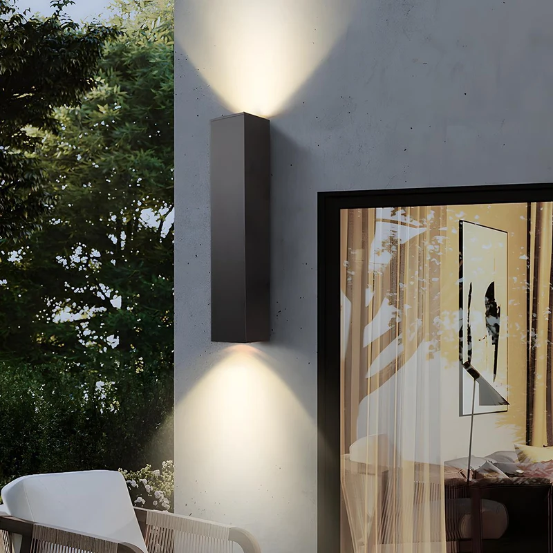 Wandlamp buiten rechthoekig LED waterdicht zwart aluminium buitenverlichting tuinlamp moderne gevellamp | Sansoti