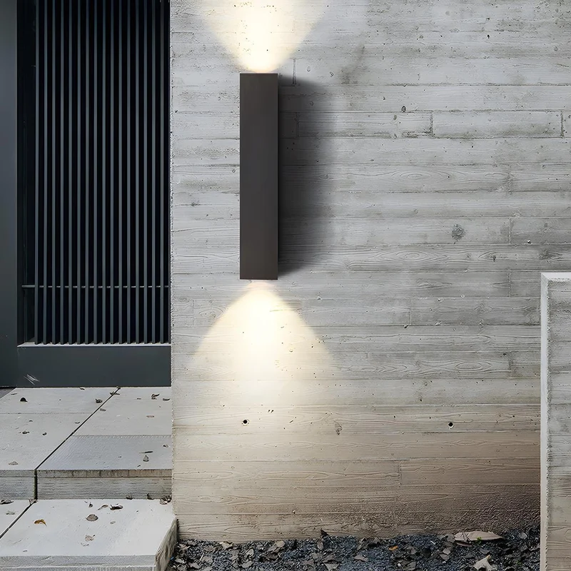 Wandlamp buiten rechthoekig LED waterdicht zwart aluminium buitenverlichting tuinlamp moderne gevellamp | Sansoti