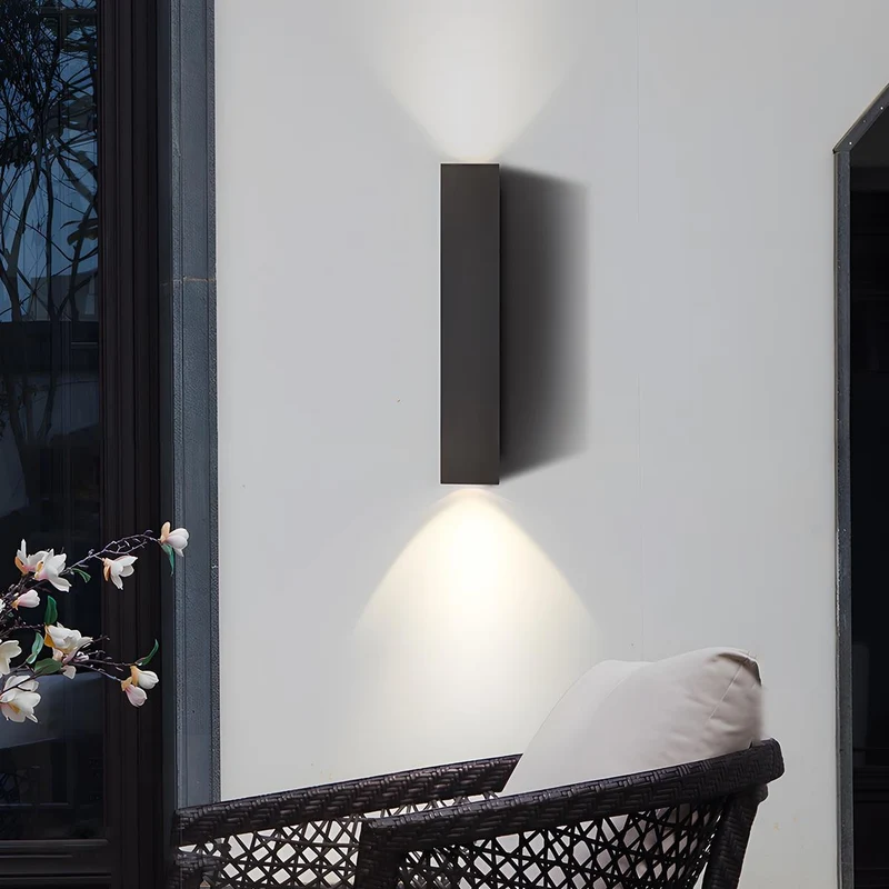 Wandlamp buiten rechthoekig LED waterdicht zwart aluminium buitenverlichting tuinlamp moderne gevellamp | Sansoti