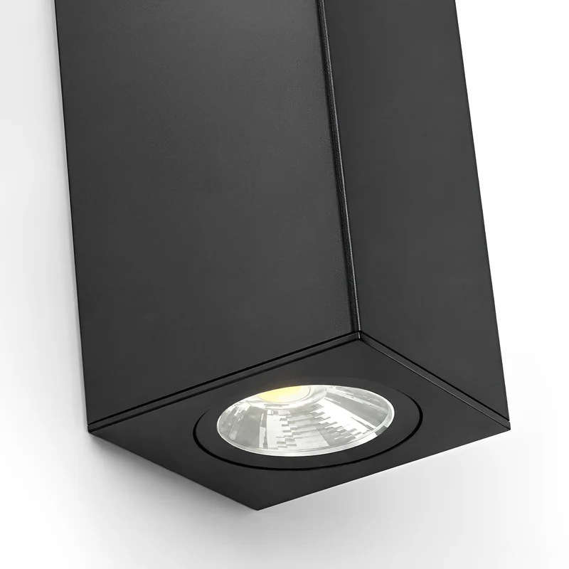 Wandlamp buiten rechthoekig LED waterdicht zwart aluminium buitenverlichting tuinlamp moderne gevellamp | Sansoti