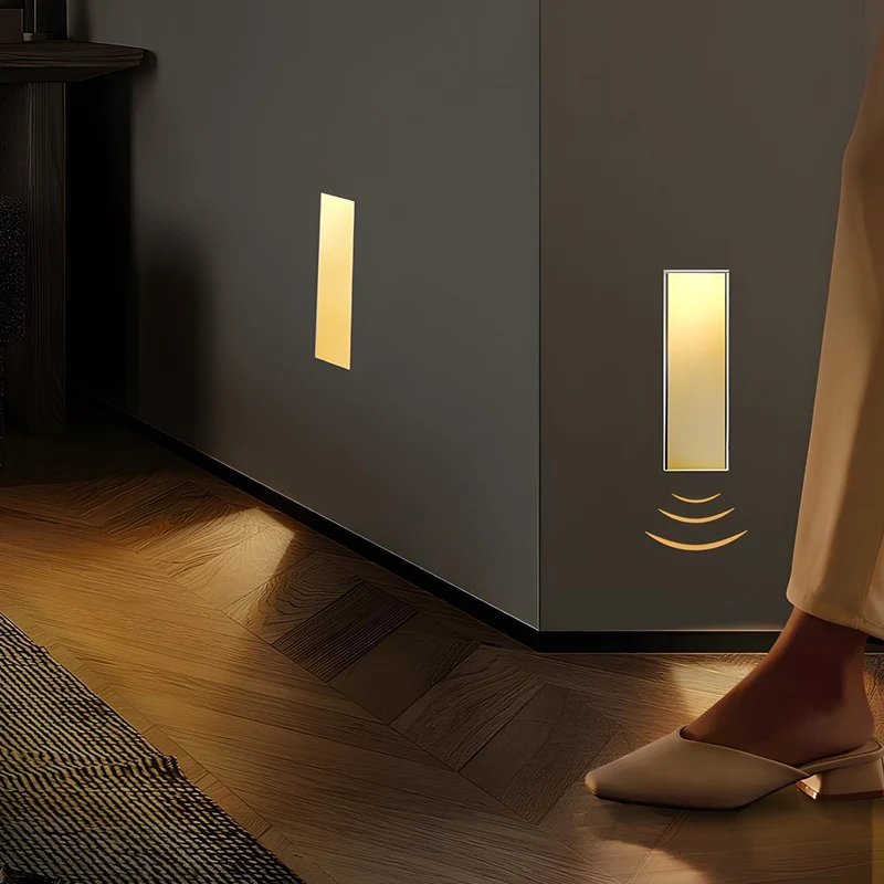 Inbouw wandlamp met bewegingssensor aluminium LED rechthoek vierkant trapverlichting modern stijlvol | Sansoti